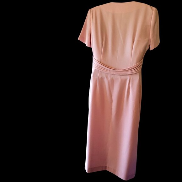 VTG 90S Y2K Pretty Woman Light Pink Button-Front Short Sleeve Midi Dress - Picture 3 of 16
